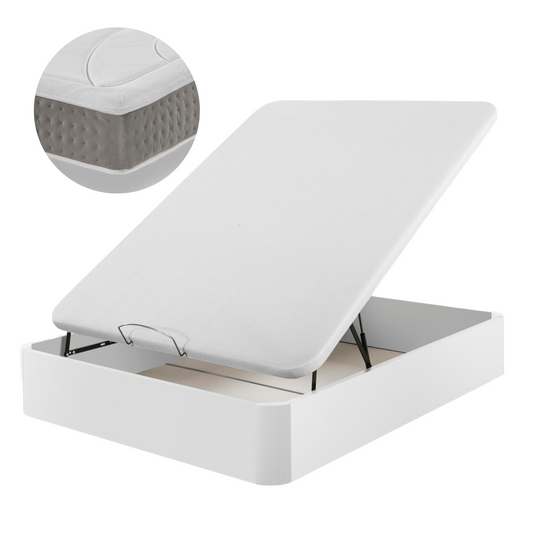 Pack Canapé Madera y Colchón Ergo-Relax Plus | BLANCO