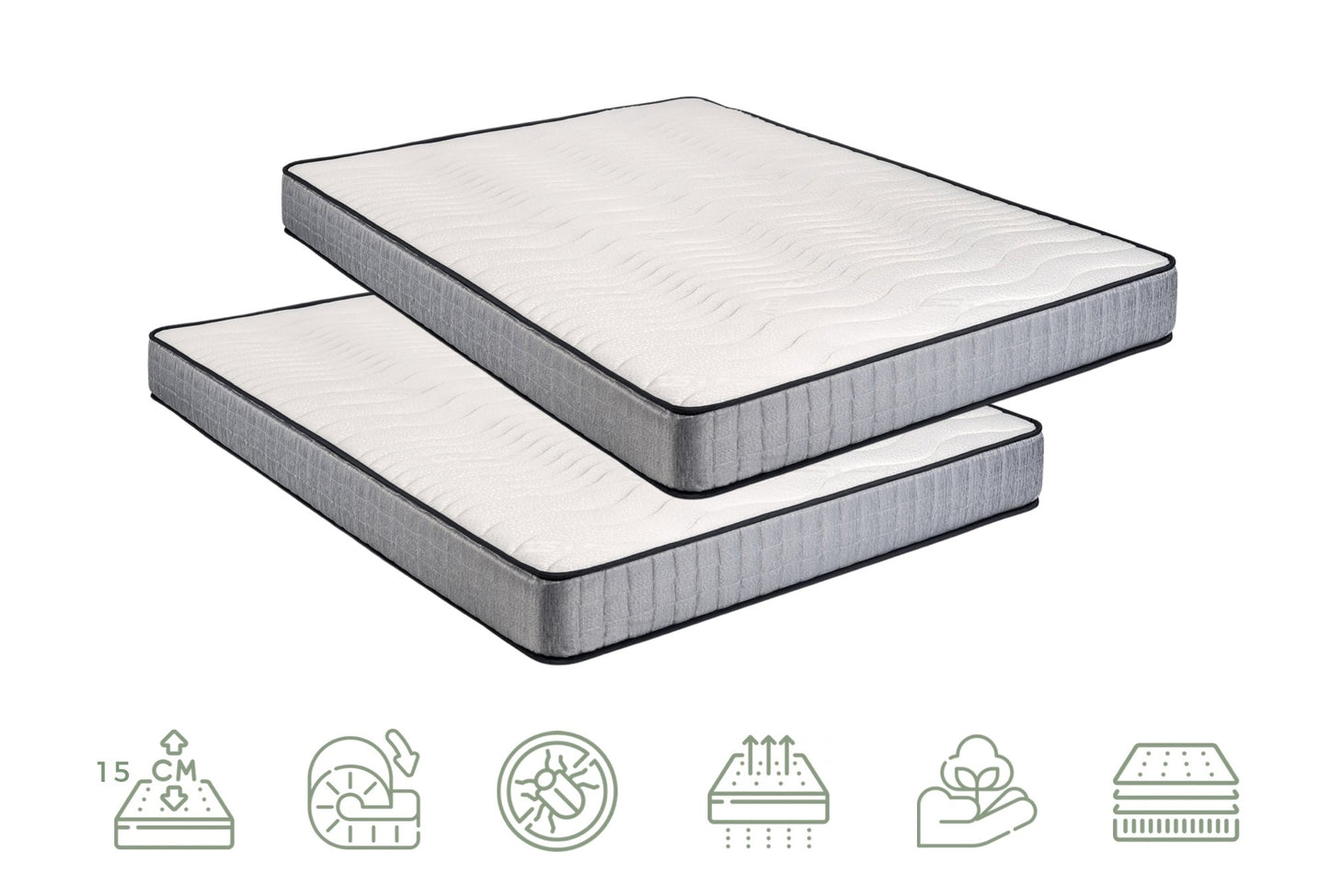 Pack 2 Colchones Visco Therapy Soja Slim - cama nido - 1 - BeZen Mattress & Health