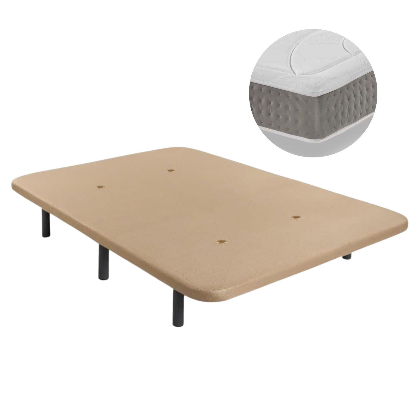 Bed frame Rock and Ergo-Relax Plus mattress Set | BEIGE