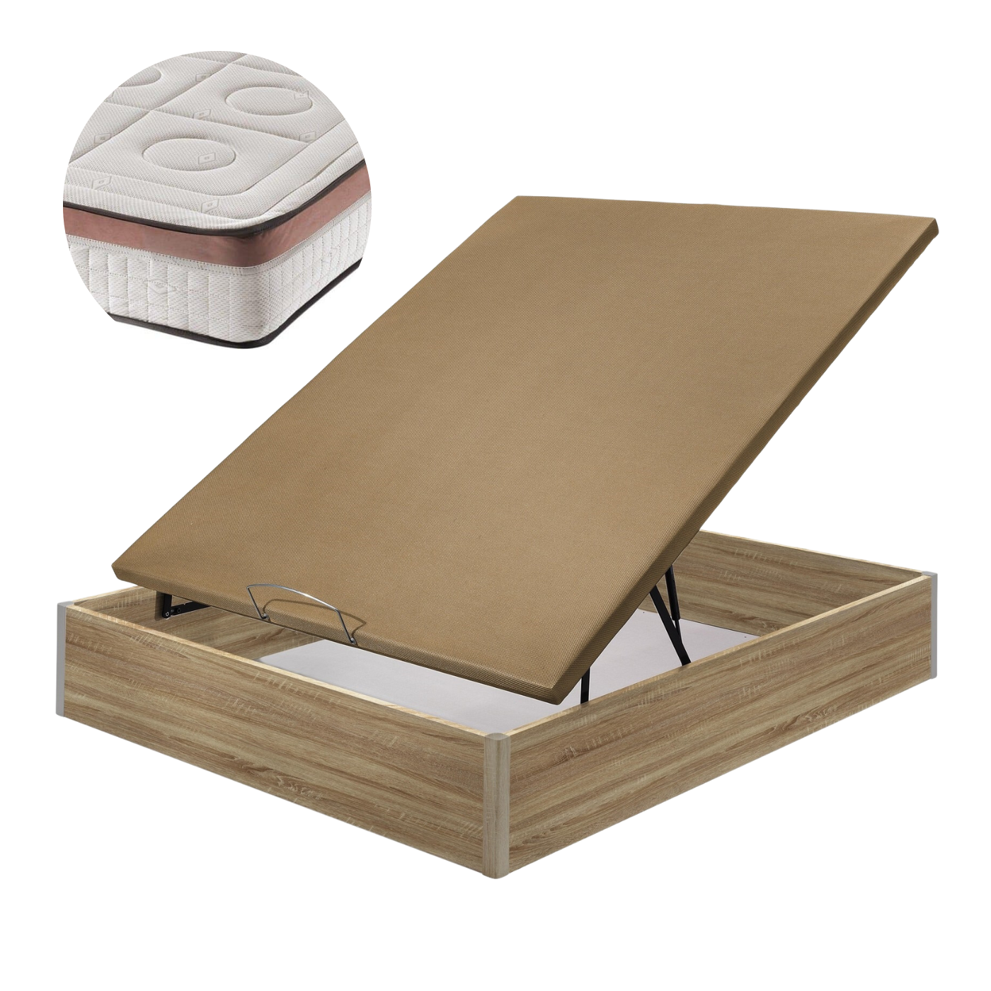 Pack Canapé Madera Basic Roble y Colchón Toscana deluxe  | 21 cm