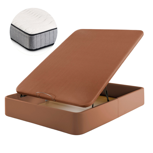Pack Leatherette Canapé and Pharma Therapy Mattress | BROWN