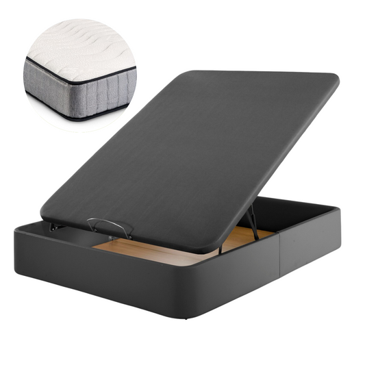 Pack Leatherette Canapé and Pharma Therapy Mattress | NEGRO