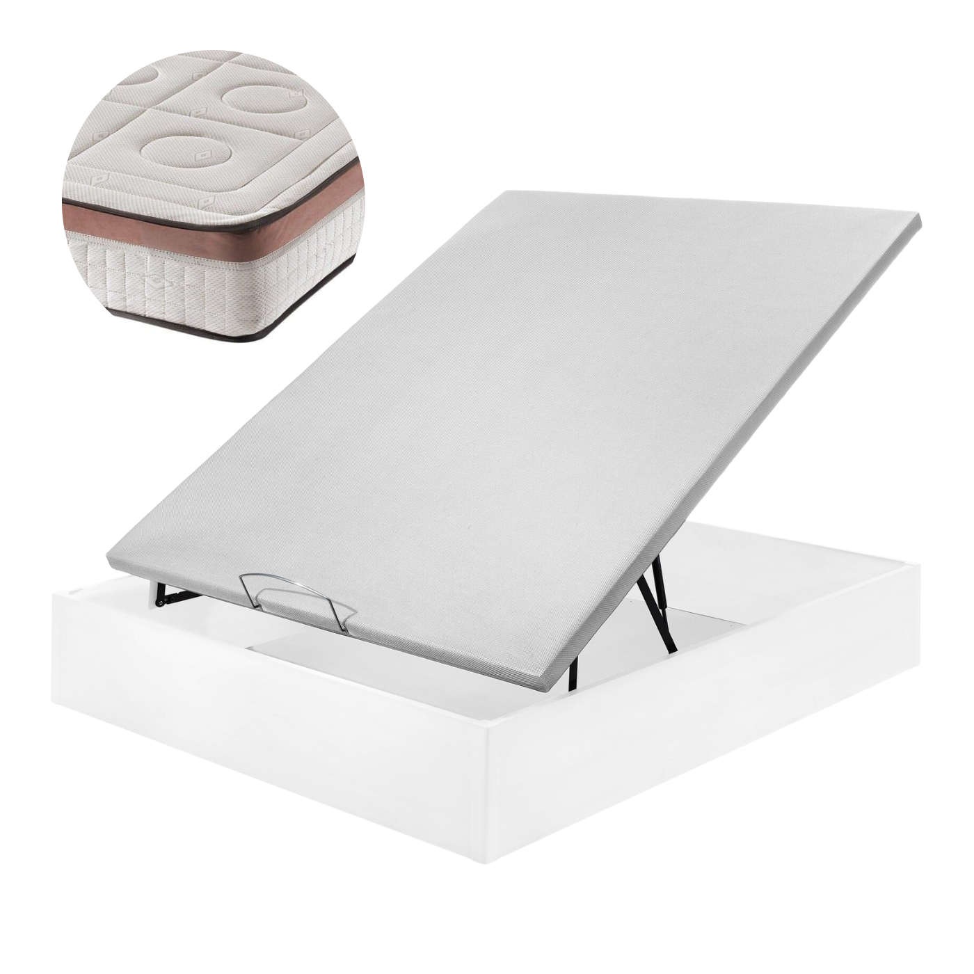 Basic White Wooden Canapé Pack and Deluxe Toscana Mattress  | 21 cm