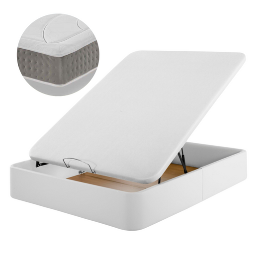 Pack Leatherette Canapé and Ergo-Relax Plus Mattress | WHITE