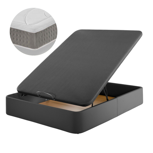 Pack Leatherette Canapé and Ergo-Relax Plus Mattress | NEGRO
