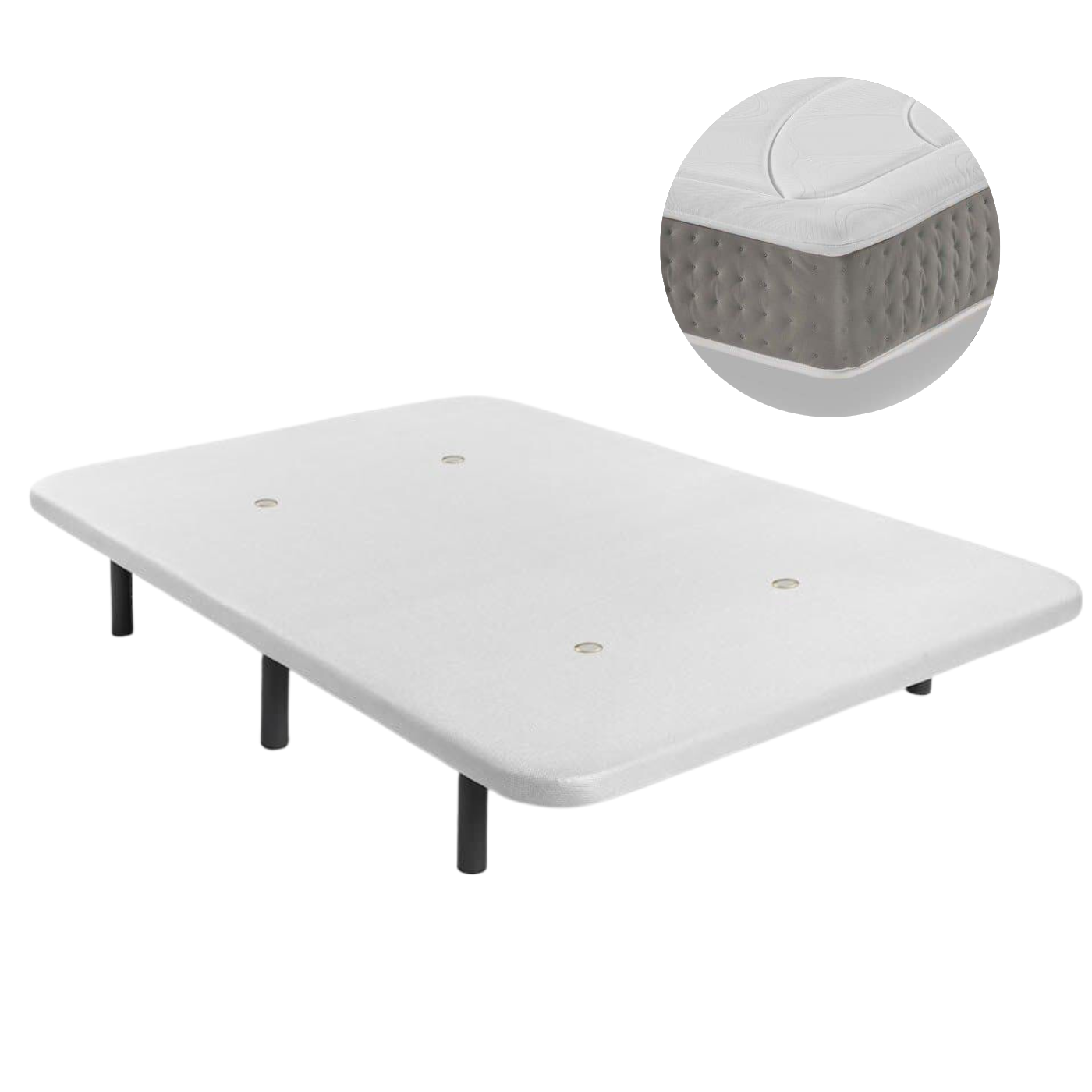 Bed frame and Ergo-Relax Plus mattress Set | WHITE