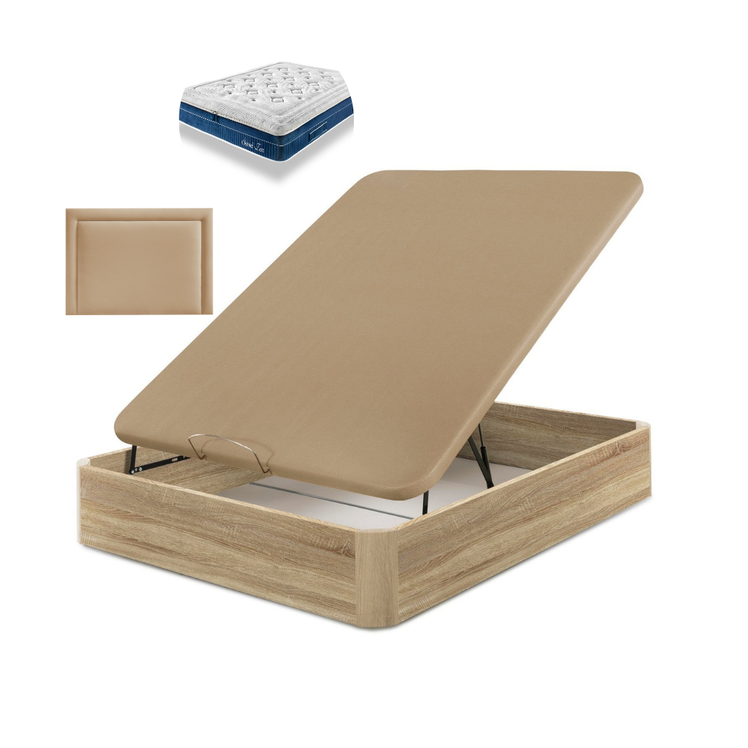 Pack Canapé Madeira + Colchão molas Sensei + Cabeceira