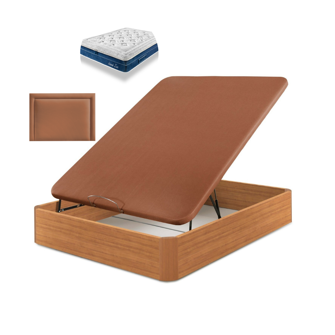 Pack Canapé Madeira + Colchão molas Sensei + Cabeceira