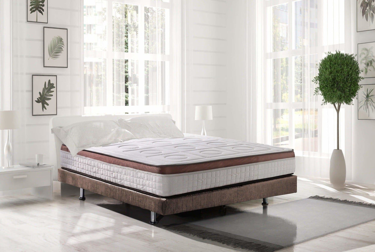 Basic boxspring and Toscana Deluxe Mattress | WHITE